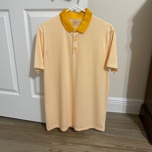 Nike Men's Yellow and White Striped Polo Shirt